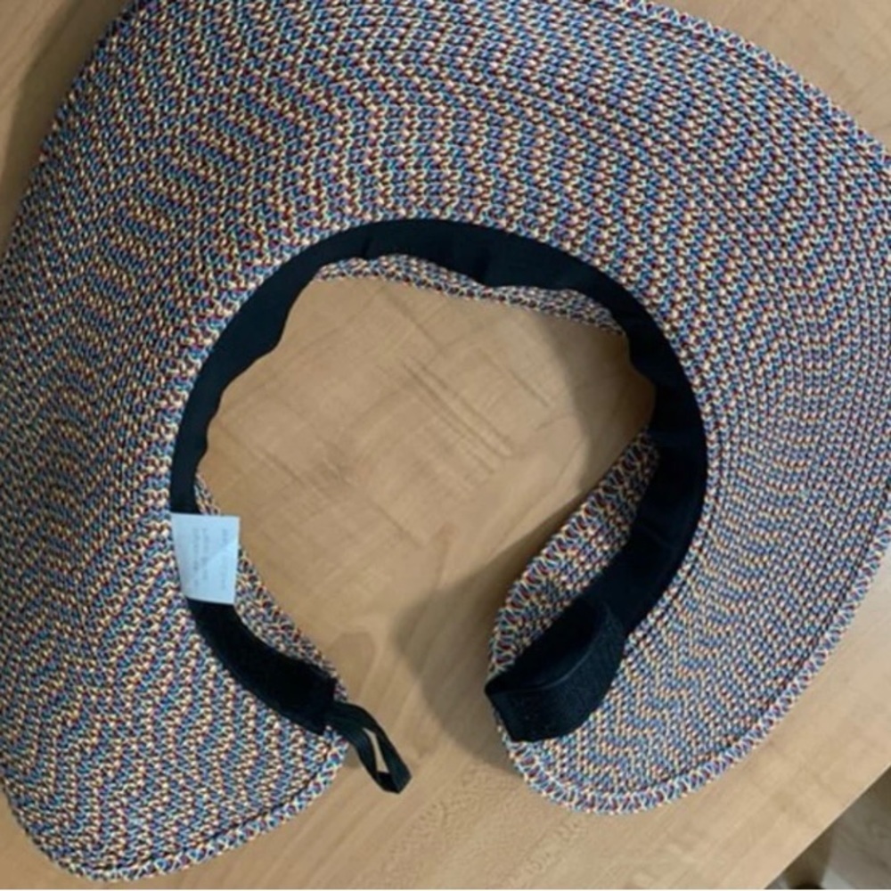 Womans sun hat velcro closure multi colored wide brim straw floppy - Picture 5 of 6